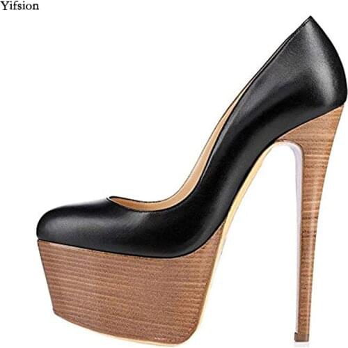 Olomm New Women Platform Pumps Sexy Stiletto High Heels Pumps Charm Round Toe Gorgeous Party Shoes Women Plus US Size 5-15