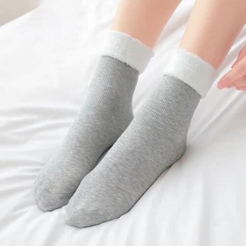 Autumn And Winter Add Velvet Thickening Keep Warm In Winter All-match Japanese And Korean Floor Snow Socks Combed Cotton Socks
