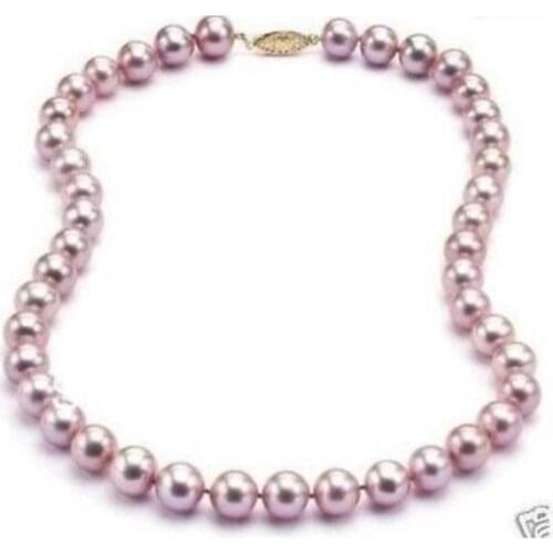 Free shipping NATURAL 18"8-9MM AAA ROUND SOUTH SEA GENUINE PINK LAVENDER PEARL NECKLACE See original listing