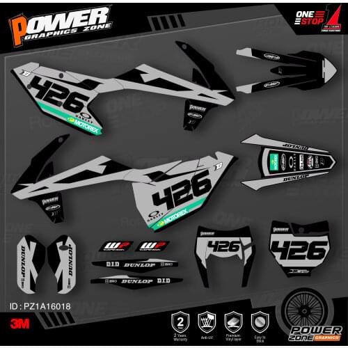 PowerZone Custom Team Graphics Backgrounds Decals 3M Stickers Kit For KTM SX SXF MX 16-18 EXC XCW Enduro 17-19 125 to 500cc 18