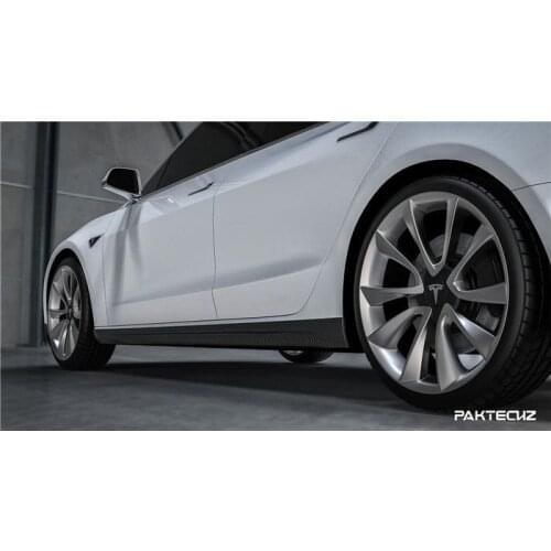 Suitable for Paktechz Spoiler of Tesla Model 3 Carbon Fiber Front Side Skirt and Rear Lip Tail