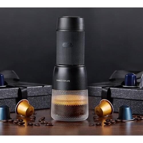 2020 New Portable Coffee Maker Espresso Capsule Coffee Machine Capsule Powder Dual Use Outdoor Portable Coffee Maker