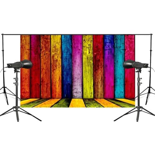 Rainbow Backdrop Wooden Fence Photography Backdrop Studio Props Wall 150x210cm Background
