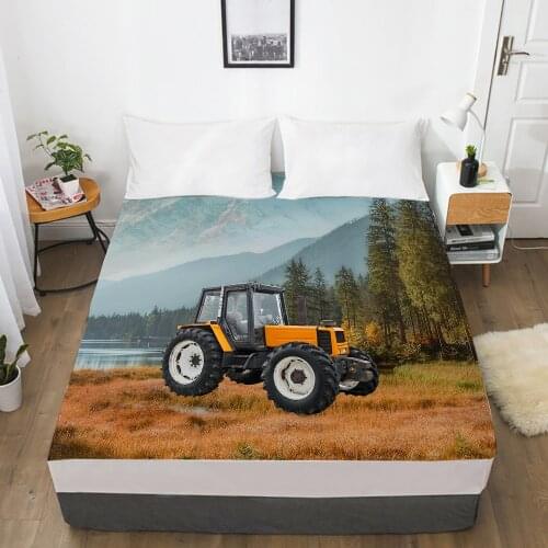 Luxury Elastic fitted sheet bed sheet With An Elastic Band Mattress Cover 150x200/160x200 Bed cover for home tractor landscape