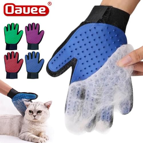 Oauee Cat Grooming Glove for Cats Wool Glove Pet Hair Deshedding Brush Comb Glove For Pet Dog Cleaning Massage Glove For Animal