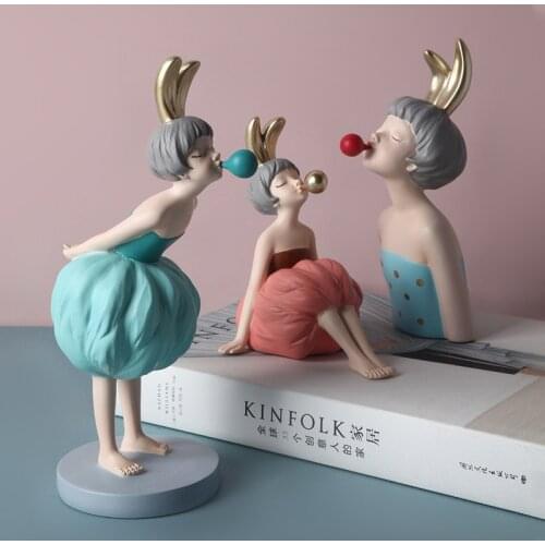 Nordic Creative Resin Bubble Girl Ornaments Decoration Accessories Home Room Desktop Lovely Girl Figurines Miniatures Wedding