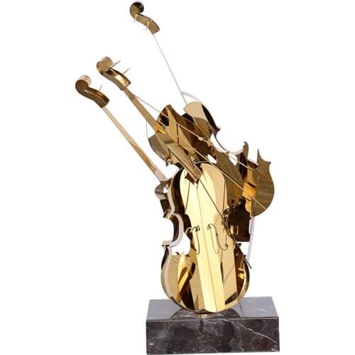 Modern simple stainless steel violin Hotel Club lobby wedding photography porch sculpture art ornaments