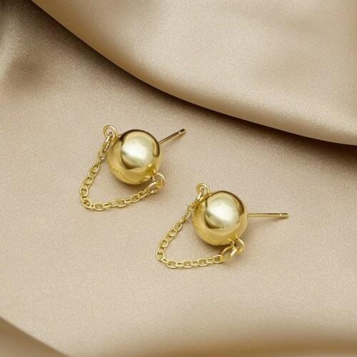 U-Magical French Round Beaded Metal Dangle Earring for Women Gold Metallic Tassel Chain Geometrical Earring Jewelry Pendientes