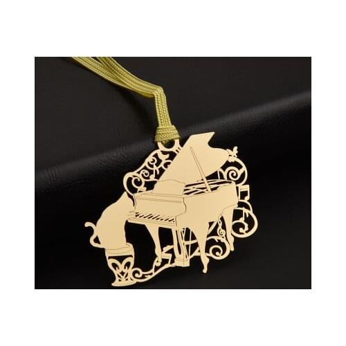 Highquality marque page piano cate book mark,metel feel for reading book markers,golden metal bookmarks