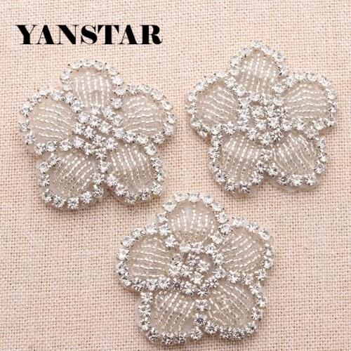 YANSTAR 50PCS Wholesale Bridal Hand Sewing Crystal Rhinestone Applique Iron On For Wedding Dresses Belt DIY Bridal Sash YS919