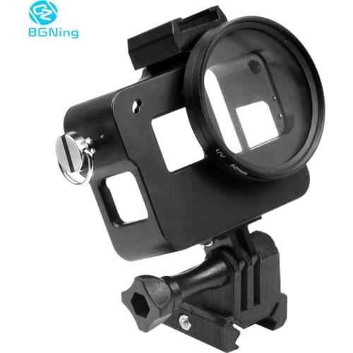BGNing CNC Protective Case Cage with 52mm UV Lens with 3D Printed 20MM Rail Mount for GoPro Hero 7 6 5 Action Camera Accessories