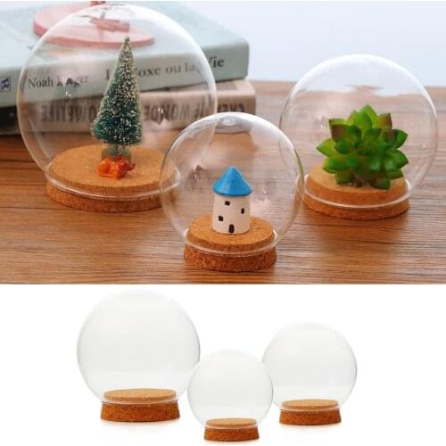 10pcs Glass Cloche Dome Cover Terrarium Container Miniature Display Bell Jar With Wooden Cork
