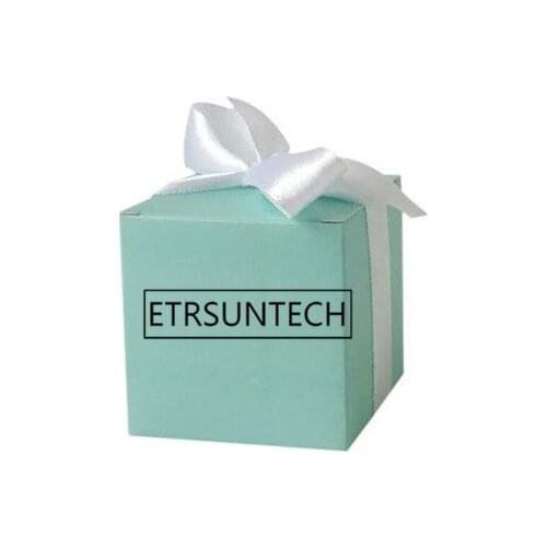 1000pcs Blue/White Wedding Favor Gift Box Paper Candy Gift Bag With Ribbon Wedding Home Event Party Present Decoration