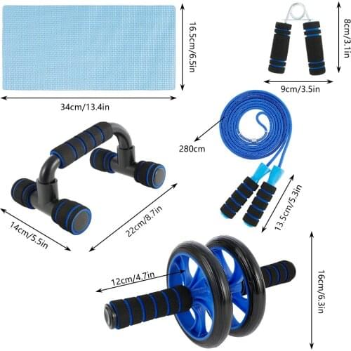 7Pcs Push-ups Stands Abdominal Wheel Set Gym Equipment Pectoral Muscle Training Sponge I-shaped Bracket Comprehensive Exercise