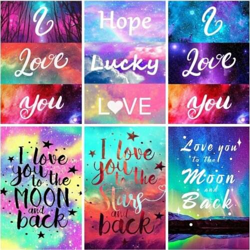 Huacan Diamond Embroidery 5D Text Diamond Painting New Landscape Mosaic Starry Sky Picture Of Rhinestones Gift Home Decor