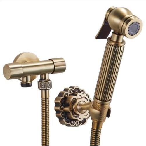 Antique Bathroom Bidet faucet toilet bidet shower set Portable bidet spray with brass shower holder and 1.5m hose handheld bidet