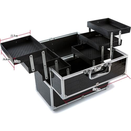 1Pc Cosmetic case portable multi-layer large-capacity professional tattoo nail case aluminum alloy case cosmetic storage box box