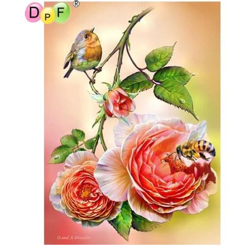 DPF Flower bee bird 5D crafts diamond embroidery home decor diamond mosaic square wall painting diamond painting cross stitch