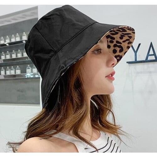 Two Side Leopard Bucket Hat for Men Women Reversible Flat Panama Travel Sun Cap Summer Ladies Beach Sun Protection Fisherman Hat