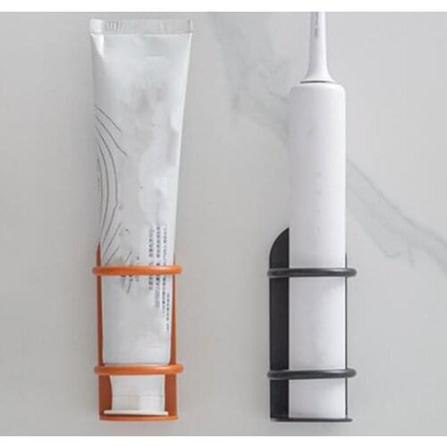 Wrought Iron Electric Wall Mounted Non-Perforated Toothbrush Holder Creative Non-marking Bracket Toothbrush Storage Rack Home