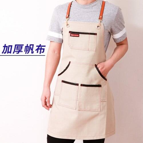 Apron Women Fashion Denim Canvas Korean Men Coffee Hairdressing Nail Barber Shop Workwear Custom Logo Printing