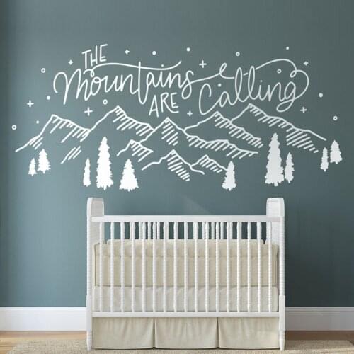 The Mountains Are Calling Wall Decal | Mountain Woodland Nursery Vinylsticker Kids Room Decoration Murals 2196