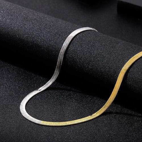 Good Quality Minimalist Flat Snake Chain Choker Necklace Punk Gold Silver Color Mixed Collar Clavicle Necklace Women Jewelry