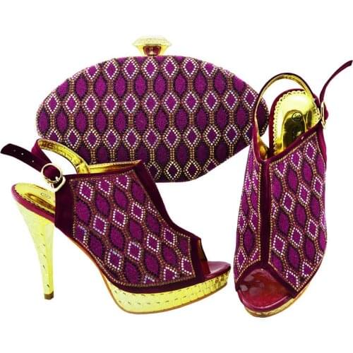 Italian Design Women Shoes and Bag Set in Red Color 2020 Summer Mature Style African Lady Shoes and Bag Set for Wedding Party