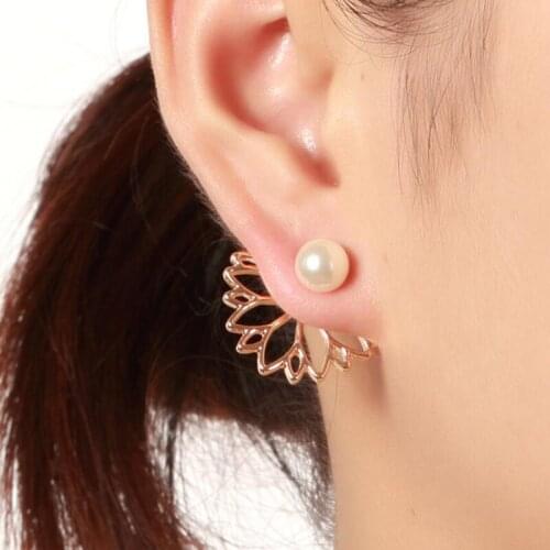 Jisensp Vintage Leaf Earrings Punk Circle Transparent Stud Earrings Brincos Fashion Gold Ear Jacket Women Jewelry Oorbellen