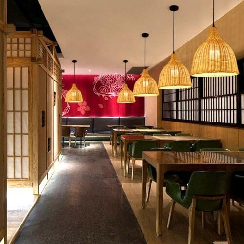 Nordic Lighting Rattan Lamp Handmade Bamboo Chandelier Retro Garden Dining Room Study Bedroom Room Decor Pendant Lights