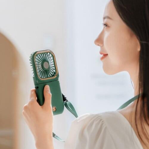 2021 Mini Hanging Neck Fan 3 Speeds Adjustable USB Charging Portable Mute Fan Foldable Stand for Home Office Outdoor Travel