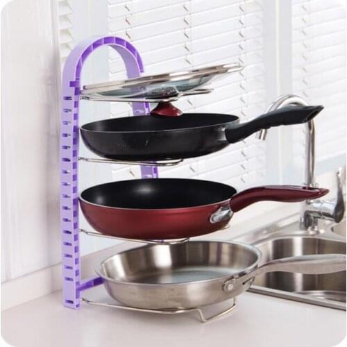 Multi-layer Pot Storage Rack Multifunctional Pot Shelf Adjustable Lid Holder Cutting Board Organizer