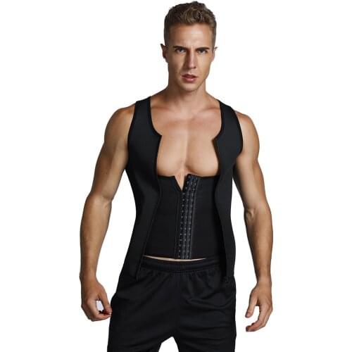 Men Slimming Corset Tummy Girdle Shaper Neoprene Steel Bone Body Shaper Hook Zipper Sweat Shirt Stomach Weight Vest 4XL 3XL