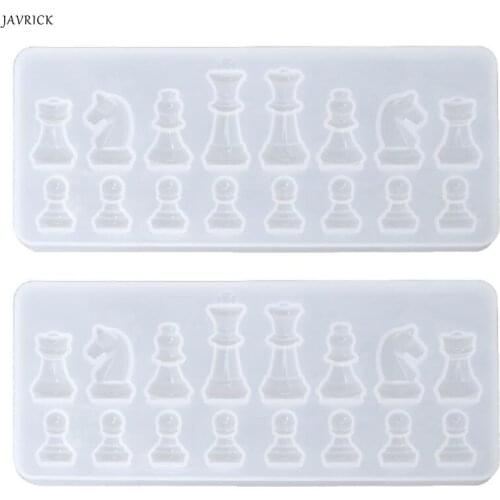 Resin Casting Molds Set by Garloy,2Pcs 3D Chess Clear Silicone Mold for Making Polymer Clay Crafting Resin Epoxy