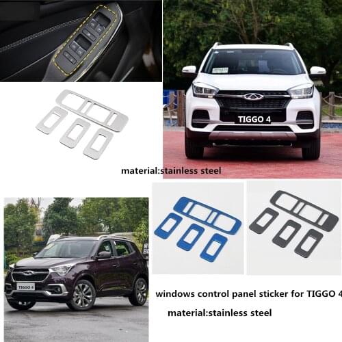 Stainless steel car Interior trim sticker,window button trim for Chery Tiggo4 2018-2020,windows control panel for Tiggo 4