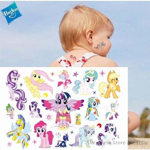 Hasbro My Little Pony Toys Children Cartoon Temporary Tattoo Sticker For Girl Cartoon Waterproof Birthday Party Tool Girl Gift