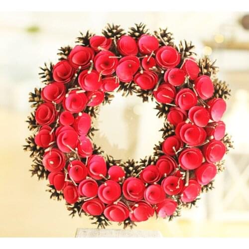 Real Natural Pine Cone Wreath Wood Florals Wedding Decor Rustic Front Door Wreath Home Wall Decoration Valentines Day Gift