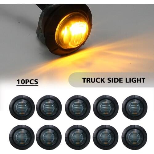 New Arrival 10pcs 12V 3/4" Round Smoked Amber LED Side Marker Lights Waterproof for Trailer Truck