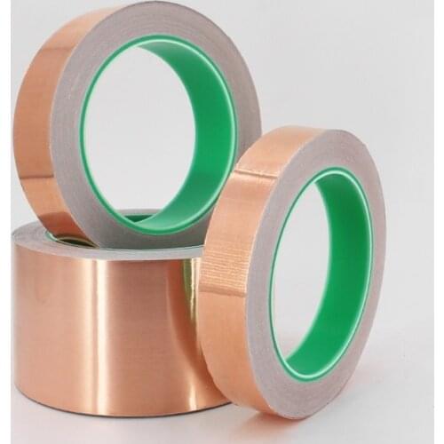 20 Meters 0.06mm thick 3mm 5mm 8mm 10mm Single Side Conductive Copper Foil Tape Strip Adhesive EMI Shielding Heat Resist Tape