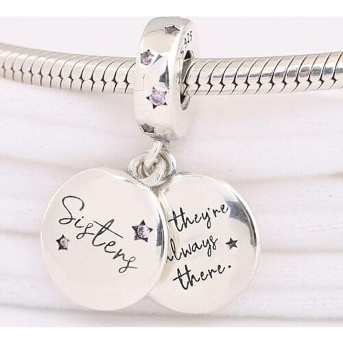 Sister Dangle Charm fit Pandora Bracelet Bangle Enamel Authentic S925 Bead DIY Jewelry