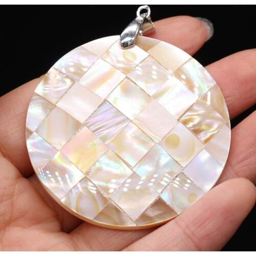 New Style Natural Stone Pendant Round Shell Charms For Jewelry Making DIY Necklace Bracelet Earrings Accessory