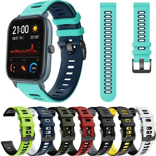 Two Color Silicone Wrist Strap For Amazfit GTS2 Bip U Band Watchband For COLMI P8/P8 Plus SE Pro Smartwatch Accessories Bracelet