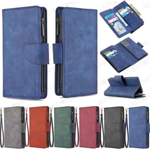 Luxury Leather Case For Samsung Galaxy M11 M10 Two In One Zipper Card Pack Shockproof Hidden Bracket Function with Lanyard Cover