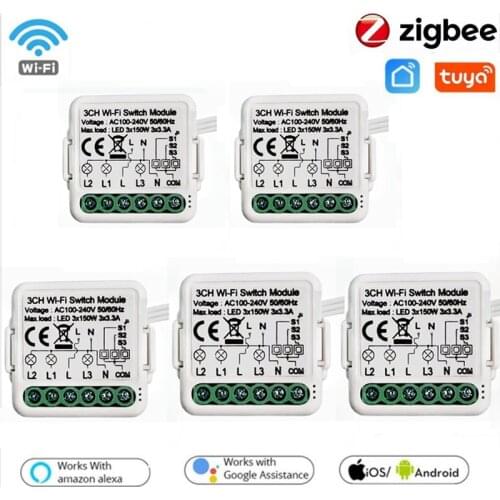 Tuya Zigbee Mini WiFi Smart Switch Module With Smart Life App 2 Way Control, Smart Home Interruptor Work With Alexa Google Home