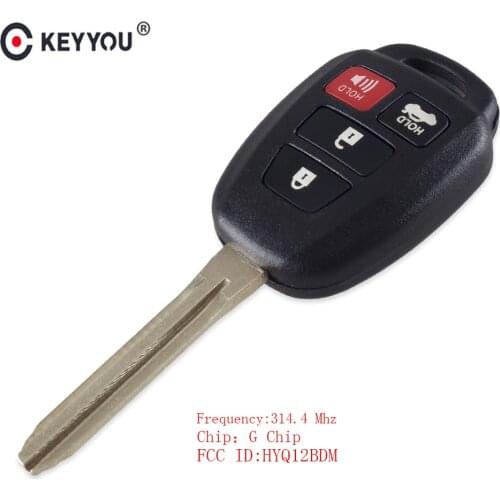 KEYYOU 4 Button Replace Remote Car Key Fob For Toyota Camry Corolla 2012 2013 2014 2015 HYQ12BDM original key G Chip optional