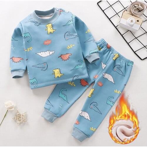 Winter Kids Pajamas Set Childrens Thermal Underwear Set Plush Baby Thickened Pajamas Home Clothes Baby Girl Pajamas