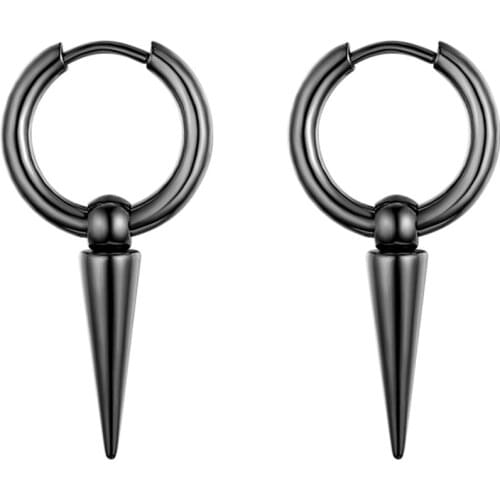 1 pair Rock Punk Hiphop Rivet Spike Pendant Stainless Steel Earrings Hoop Women Men Circle Rivet Ear Stud Piercing Earrings