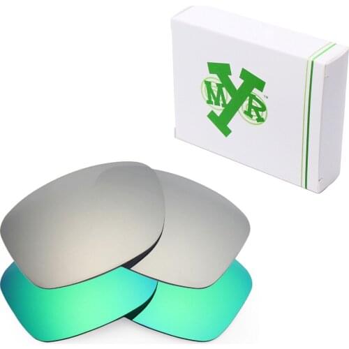 2 Pairs Mryok POLARIZED Replacement Lenses for Oakley Jupiter Squared Sunglasses Silver Titanium & Emerald Green