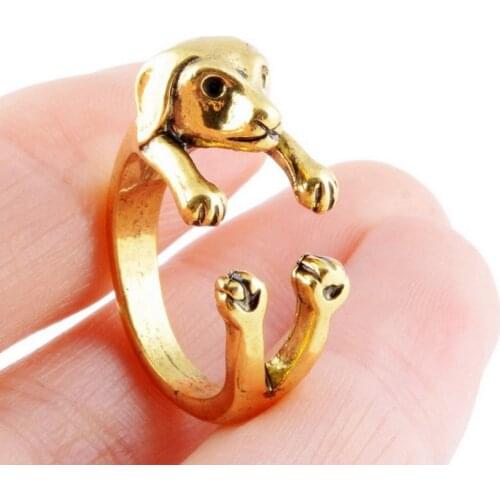 2020 Vintage Animal Rings For Women Antique Gold Color Dog Puppy Open Ring Punk Men Jewelry Accessories