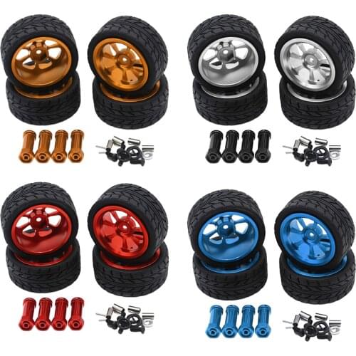 4PCS 1:14 Rubber Tires&Wheel 12mm Hex for Wltoys 1/14 Scale 144001 RC Racing Car